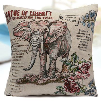 Vintage Elephant Jacquard Pillow Cases Cushion Cover Home Sofa Car Decor