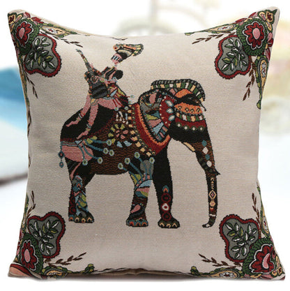 Vintage Elephant Jacquard Pillow Cases Cushion Cover Home Sofa Car Decor