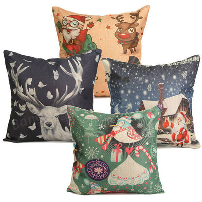 Cute Christmas Series Decorative Throw Pillow Case Square Sofa Office Cushion Cover