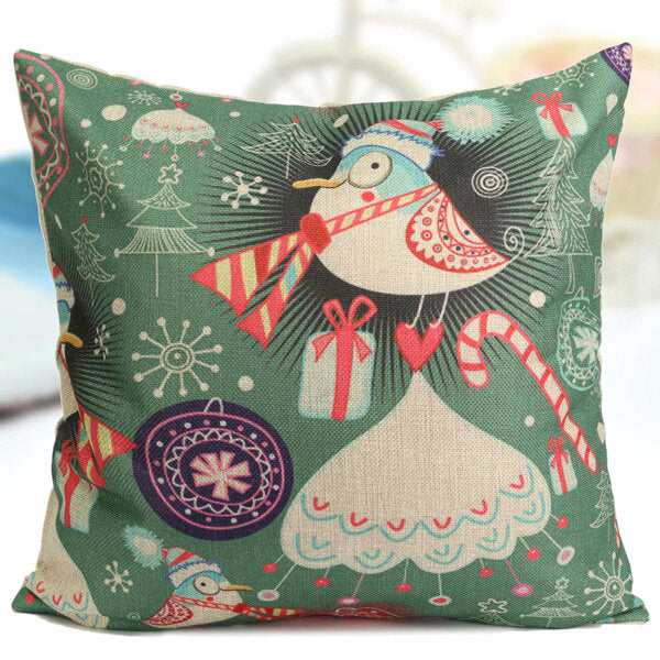 Cute Christmas Series Decorative Throw Pillow Case Square Sofa Office Cushion Cover