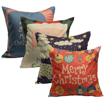 Christmas Linen Cotton Throw Pillow Case Home Sofa Car Square Cushion Cover