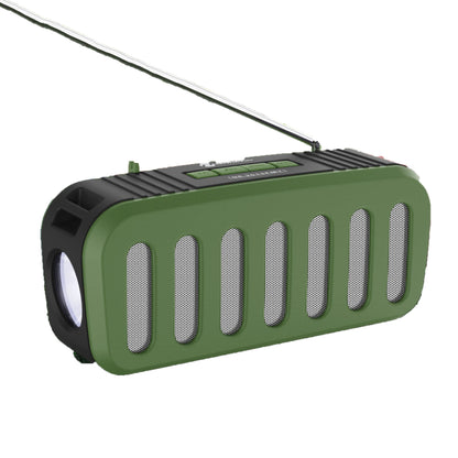 NewRixing NR-2013FMT Wireless bluetooth Speaker Stereo 6W FM Radio TF Card AUX-In Soundbar Solar Charging Flashlight Portable Outdoor Soundbox with Mic