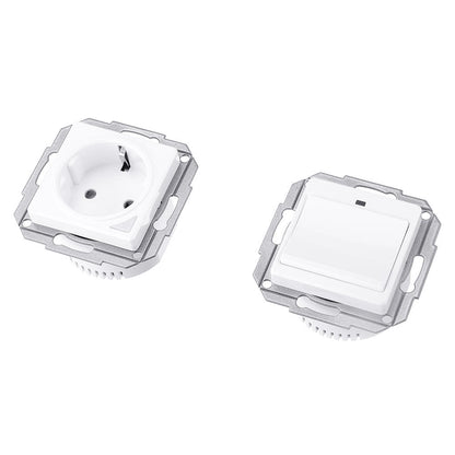 WiFi Smart Light Wall Switch Socket Outlet + 1 Gang Push Button Switch DE EU Smart Life Tuya Wireless Remote Control Work with Alexa Google Home