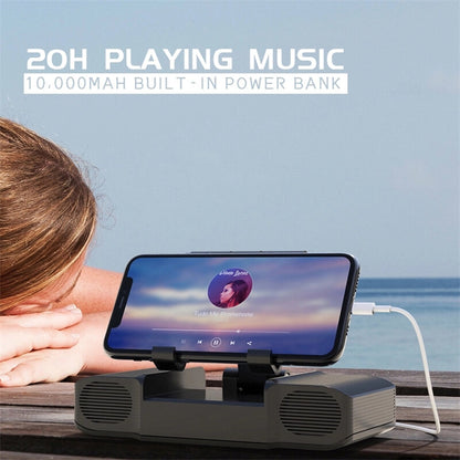 Bakeey 3-in-1 Wireless bluetooth Speaker 10000mAh Long Battery Life Power Bank Phone Holder Dual Bass HIFI Stereo TF Card AUX-In Soundbar Home Theatre with Mic