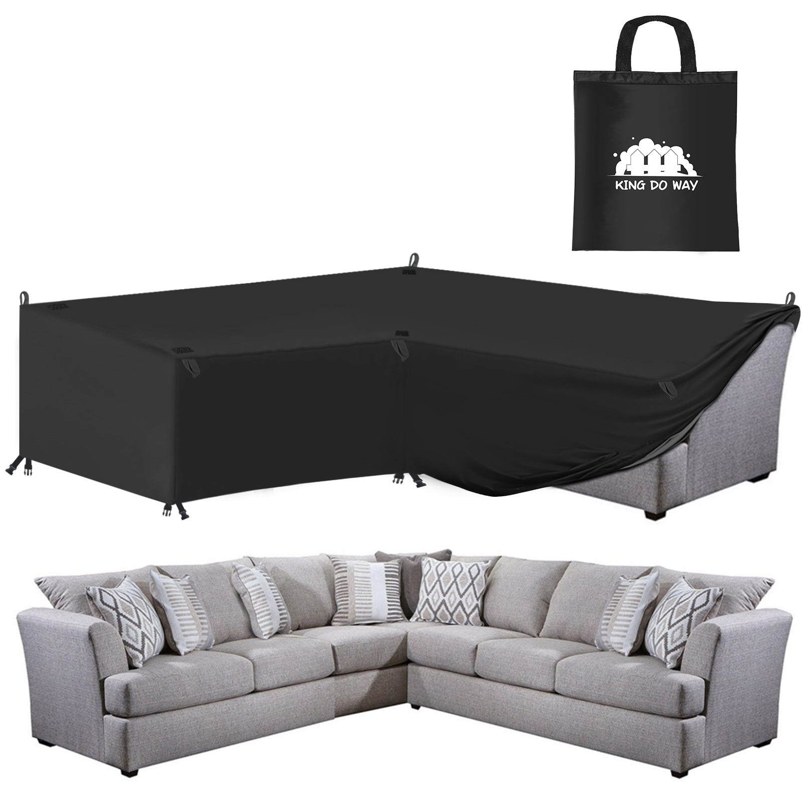 KING DO WAY Waterproof Patio Sofa Cover UV-resistant Snow Protection Tear-resistant Sofa Cover