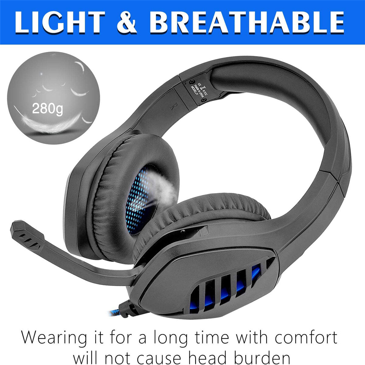 Bakeey J1 Wired Earphone HIFI Stereo Noise Reduction Dynamic 50mm Speaker Headphones Luminous Adjustable Gaming Headset with Mic