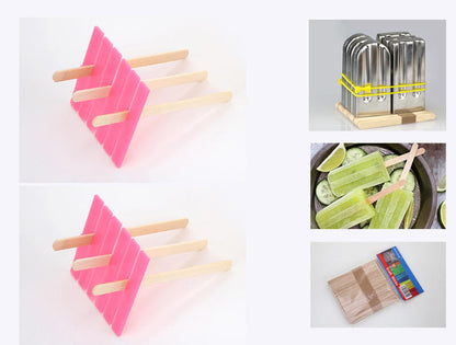 KC-ICE18 6 Pieces Set Stainless Steel Popsicle Mold Food Grade Ice Lolly Maker Summer Gifts
