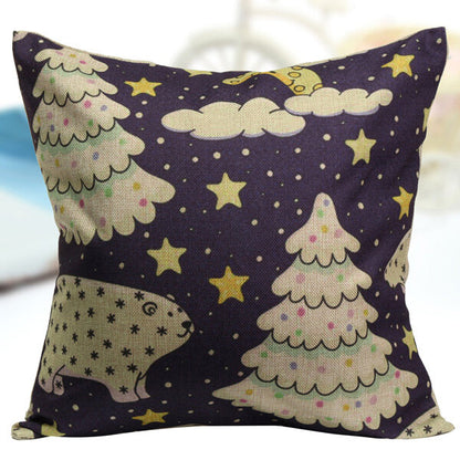 Christmas Linen Cotton Throw Pillow Case Home Sofa Car Square Cushion Cover
