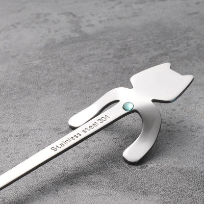 MIUK 304 Stainless Steel Coffee Spoon Creative Kitty Hook Dirtproof Coffee Tea Spoon Scoop