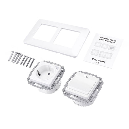 WiFi Smart Light Wall Switch Socket Outlet + 1 Gang Push Button Switch DE EU Smart Life Tuya Wireless Remote Control Work with Alexa Google Home