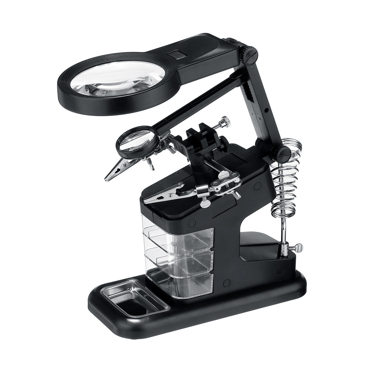 3X 4.5X 25X 10 LEDs Soldering Iron Magnifier Welding Magnifying Glass Tool W/3 Boxes