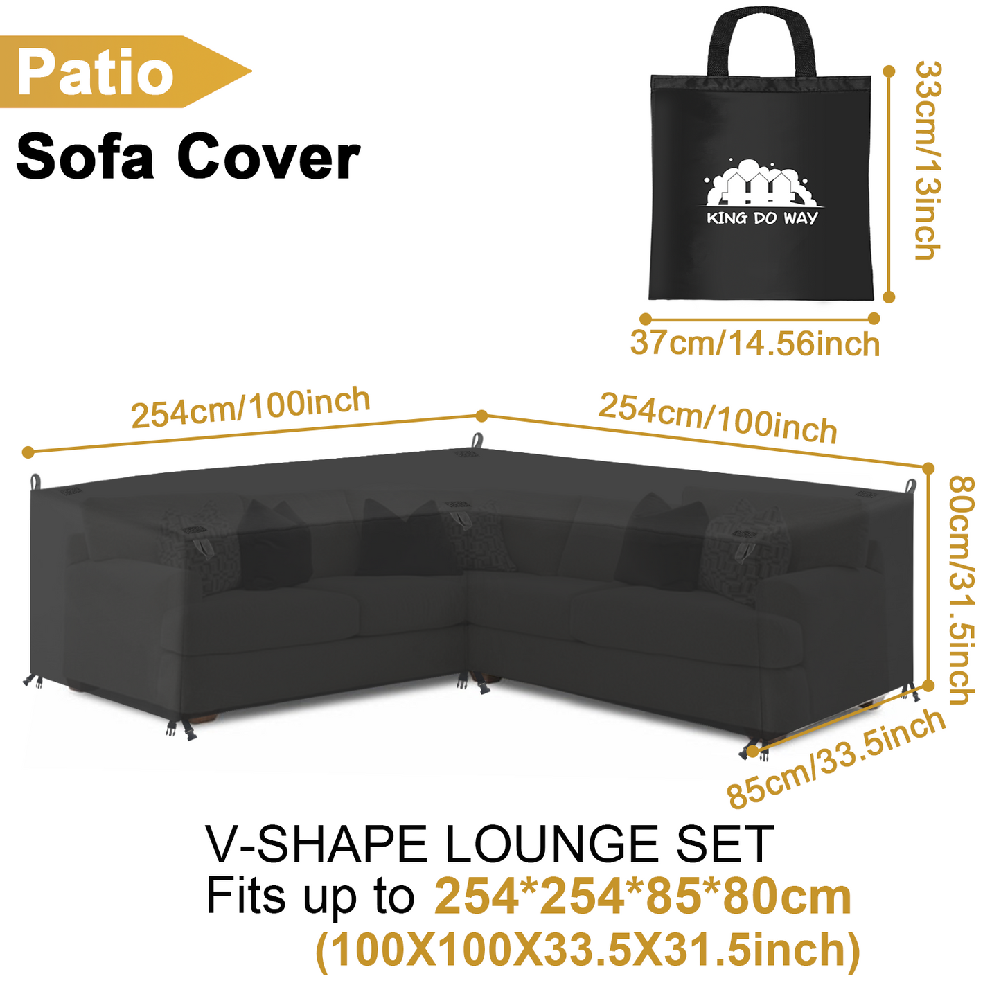 KING DO WAY Waterproof Patio Sofa Cover UV-resistant Snow Protection Tear-resistant Sofa Cover
