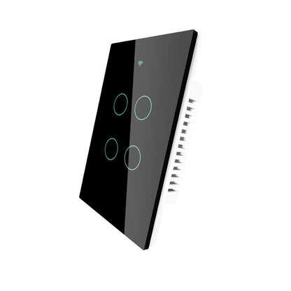MoesHouse US 4 Gang Smart Glass Panel Switch Smart Life/Tuya App Multi-Control Association Voice Control with Alexa Google Home