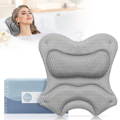 Essort Bath Pillow Spa Neck Back Support Bathtub Tub 3D Mesh Cushions Suction Cups
