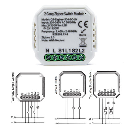 220-240V Tuya Smart Life ZB Two-way Switch Smart Home Modification Module Work with Google Alexa
