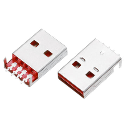 10PCS Positive And Negative Plug USB 4p Board End Male Sink Board SMT Double-Sided Plug Two Straight Pin Fixed Plug Board L=18mm Interface