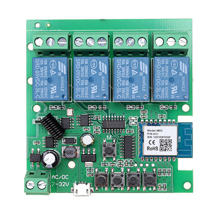 EACHEN Tuya 433RF WiFi 4-way Relay Module Momentary/Self-lock/Interlock Switch Module with Remote Control