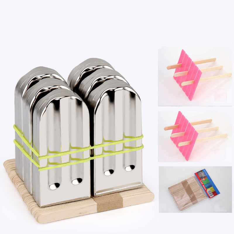 KC-ICE18 6 Pieces Set Stainless Steel Popsicle Mold Food Grade Ice Lolly Maker Summer Gifts
