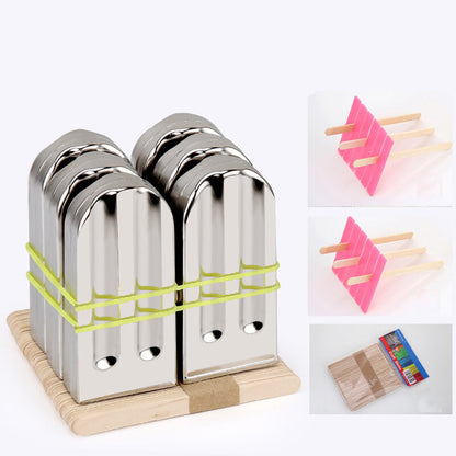 KC-ICE18 6 Pieces Set Stainless Steel Popsicle Mold Food Grade Ice Lolly Maker Summer Gifts