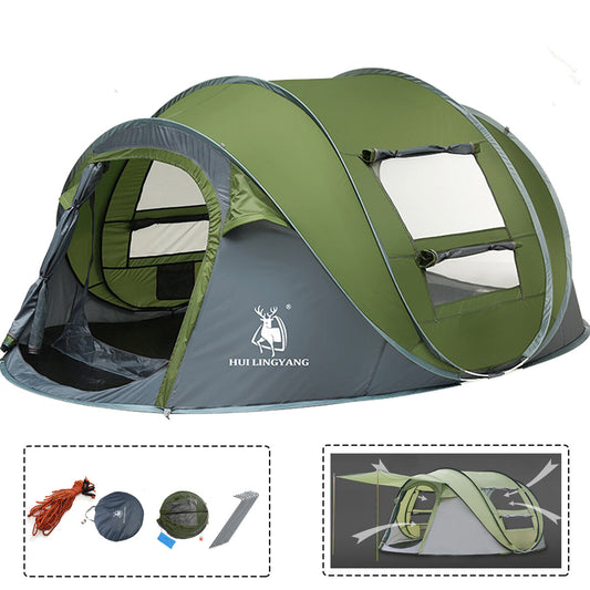 Outdoor 3-4 Persons Camping Tent Automatic Opening Single Layer Canopy Waterproof Anti-UV Sunshade