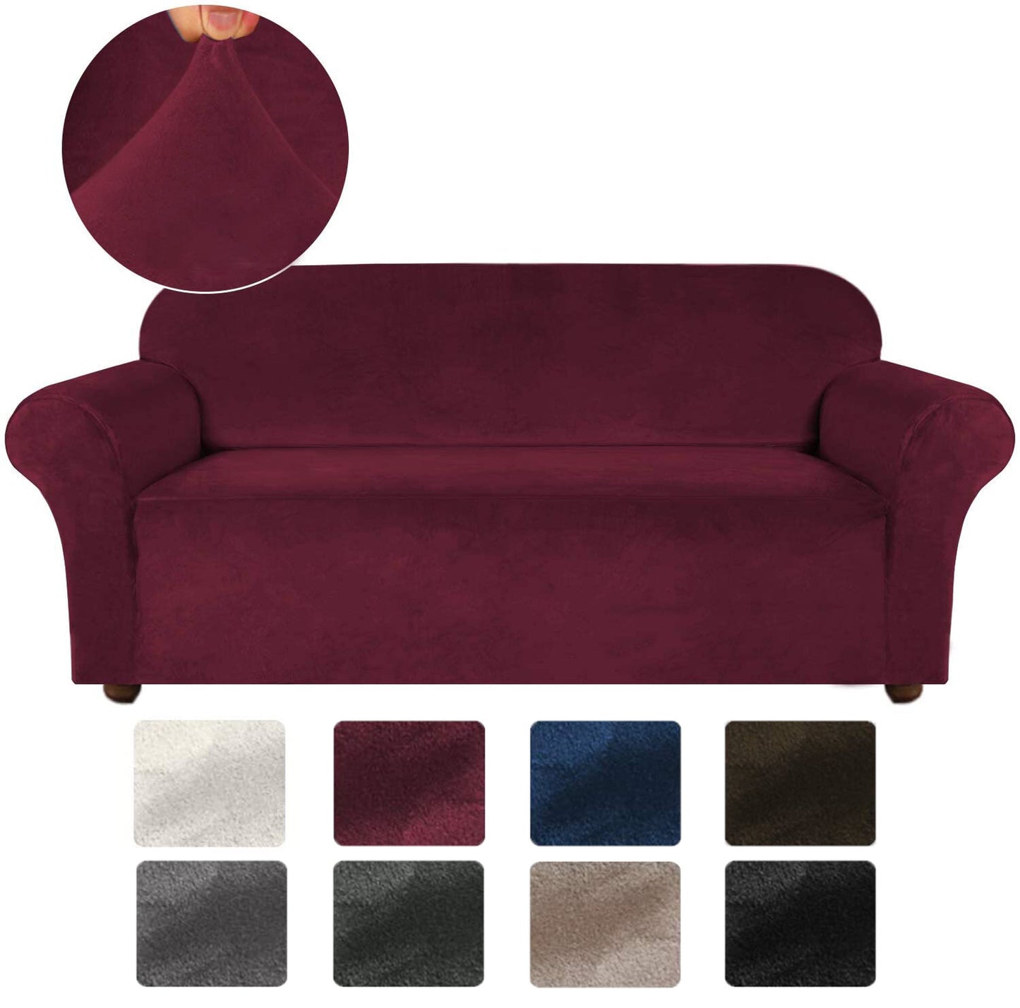 4 Seater Velvet Sofa Cover Solid Colour Thickened Plush Anti-slip Super Soft Sofa Protector Home Chair Cover