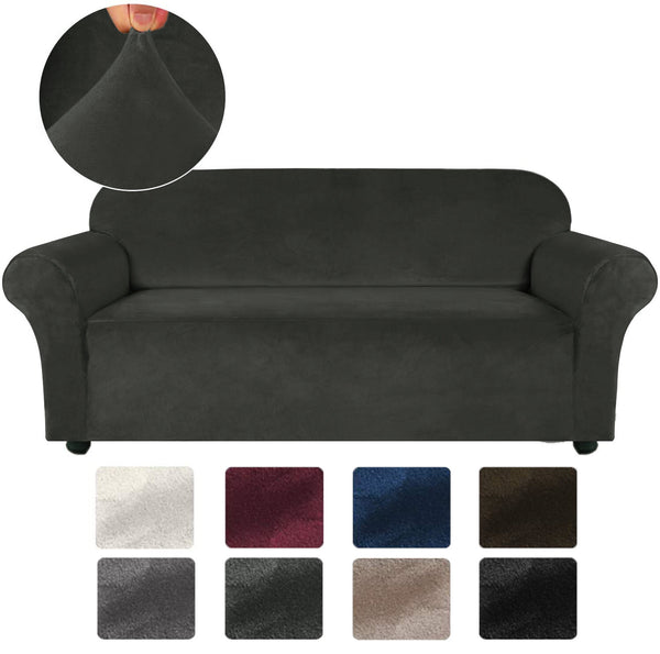 4 Seater Velvet Sofa Cover Solid Colour Thickened Plush Anti-slip Super Soft Sofa Protector Home Chair Cover