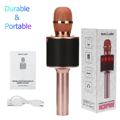 Bakeey D03 Wireless Microphone bluetooth Speaker HIFI TF Card AUX-In Luminous 2600mAh Music Player Recorder for K Songs Karaoke KTV Singing