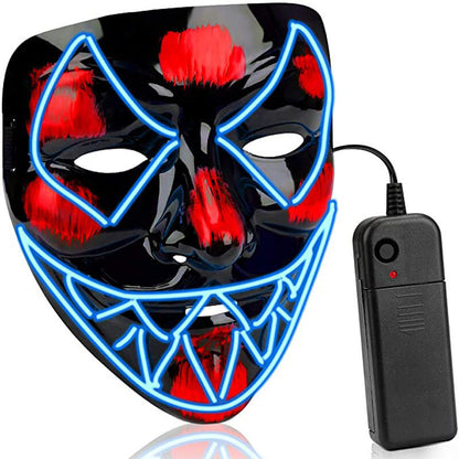 LED Glowing Mask Halloween Ghost Face Fluorescent Dance Party EL Mask Horror Thriller Glow Mask