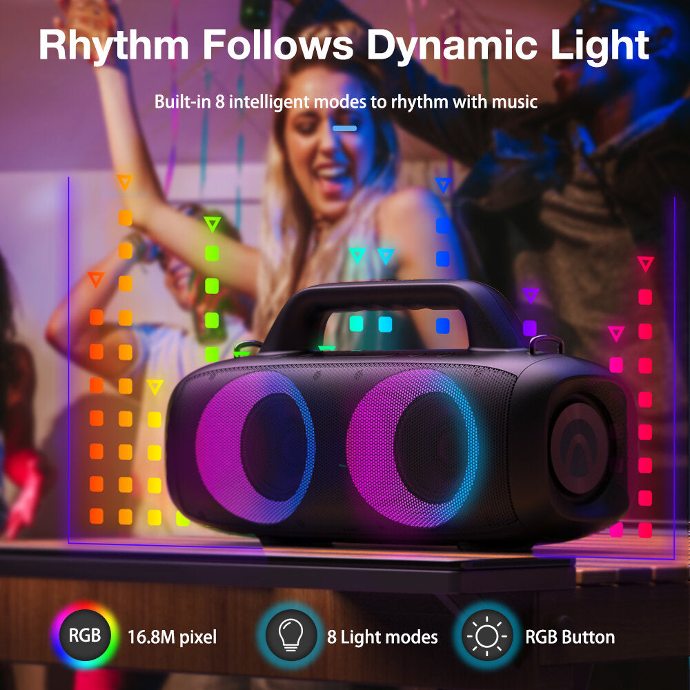 AirAux AA-DH1 50W TWS bluetooth V5.1 Speaker 360 Bass 4500mAh Battery RGB Effect IPX5 Waterproof 2.0KG Lightweight Outdoors Travel Wireless Soundbox