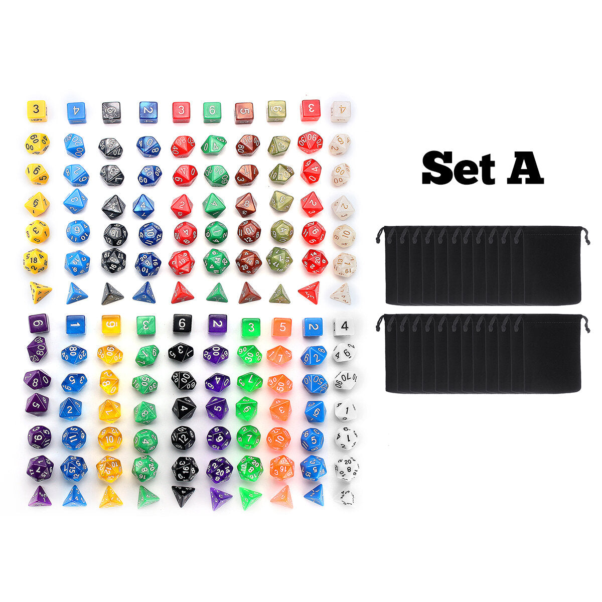 140Pcs/280Pcs Polyhedral Dices for Dungeons & Dragons Desktop Games With Storage Bags