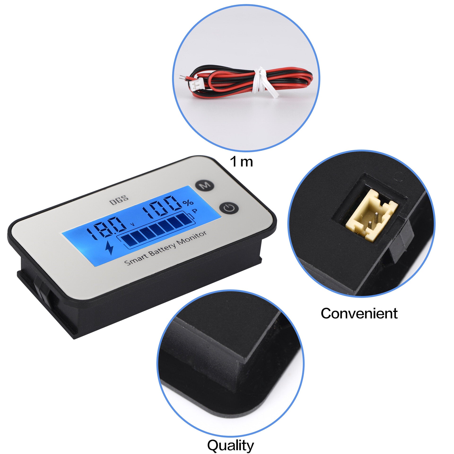 IPX7 Waterproof Battery Voltage Percentage Lead-acid Ternary Iron Lithium Battery Display Tester 7-100V