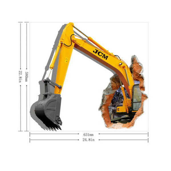 3D Excavator Wall Decals Removable Excavating Machine Wall Stickers Home Wall Decor